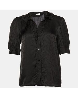 Sandro Floral Patterned Satin Top - Black