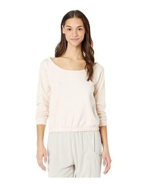 Chaser Brand Slub Top Cotton French Terry Body Hem Long Sleeve Jdm1138 - White