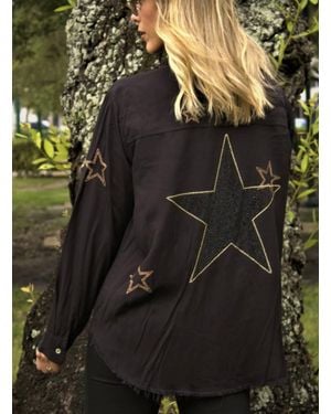 Moving Forward Embroidered Shirt - Black