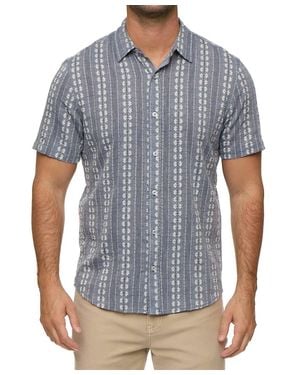 Flag & Anthem Crawford Short Sleeve Textured Stripe Shirt - Blue