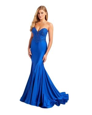 Colette for Mon Cheri Beaded Sweetheart Prom Dress - Blue