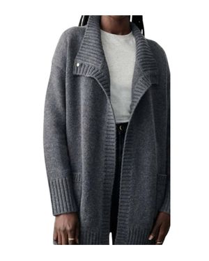 White + Warren Cashmere Patch Pocket Coatigan - Black