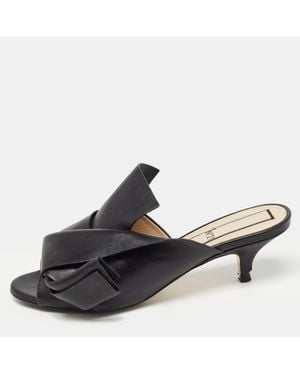 N°21 N21 Leather Knot Slide Sandals - Black