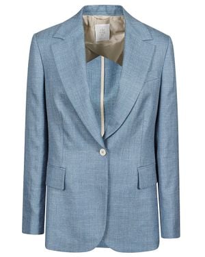Eleventy Refined Blazer With Tailored Silhouette And Flap Pockets - Blue