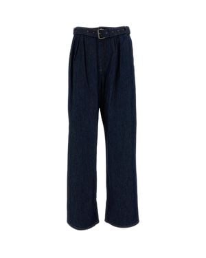 Dries Van Noten Wide Leg Jeans With Coordinated Belt - Blue