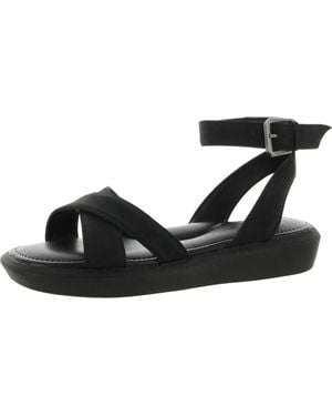 Naturalizer Jamila Faux Leather Ankle Strap Wedge Sandals - Black