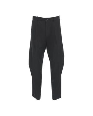 Nine:inthe:morning Pleated Mid-Rise Pants With Tailored Fit And Polished Finish - Black