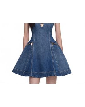 Self-Portrait Flared Mini Dress - Blue