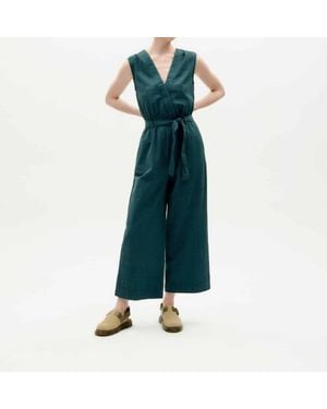 Thinking Mu Seersucker Winona Jumpsuit - Green