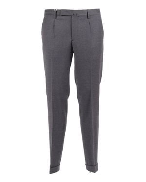 BRIGLIA Slim Fit Cuffed Pleated Straight-Leg Pants - Gray