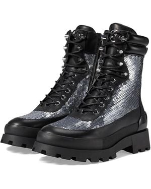 Michael Kors Rowan Boots Leather Ankle Combat Jzz1172 - Black