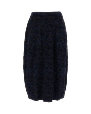 Boboutic Jacquard Knit Midi Skirt With Elasticated Waist - Blue