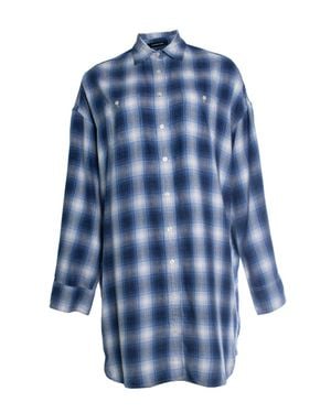 R13 Oversized Axl Checked Flannel Mini Dress - Blue
