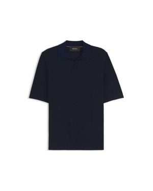 BOSS Johnny-Collar Knit Polo - Blue