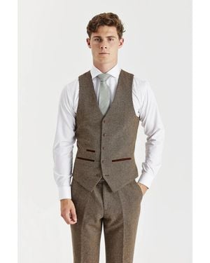 Paul Andrew Waistcoat Wool Blend Tweed Tailored Fit Vest - Gray