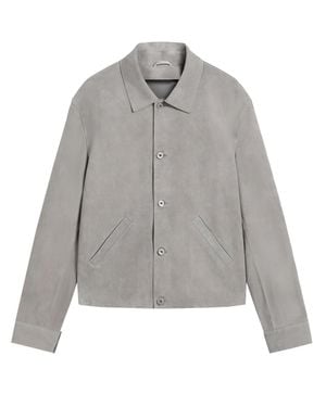 Pence Gioele Cropped Suede Like Texture Jacket - Gray