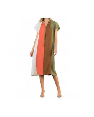 Thml Colorblock Midi Dress - Red