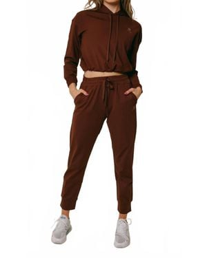Lovyt Drawstring Jogger Pants - Brown