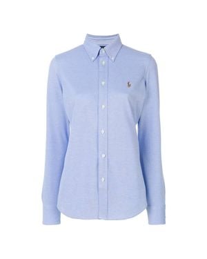 Polo Ralph Lauren Logo Embroidered Oxford Shirt - Blue