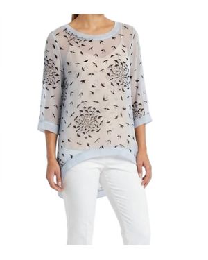 YAUVAN Clothing Birds Sheer Blouse - White