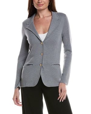 Bruno Magli Merino Wool-Blend Sweater Blazer - Gray