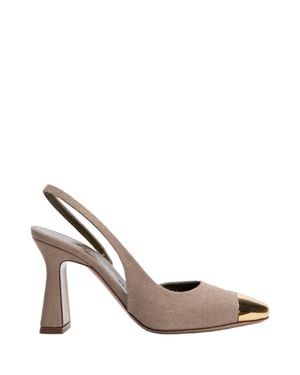 MARIA LUCA Pointed Toe Slingback Heeled Shoes With Metallic Cap Detail