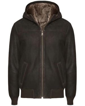 Bigardini Toscana Shearling Jacket With Hood And Ribbed Details - Black