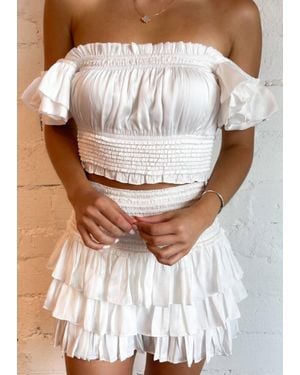 Reset By Jane Ruffle Sleeve Smock Top - White