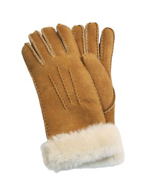 Infinity Leather Genuine Sheepskin Suede Gloves With Fur Cuff - Multicolor