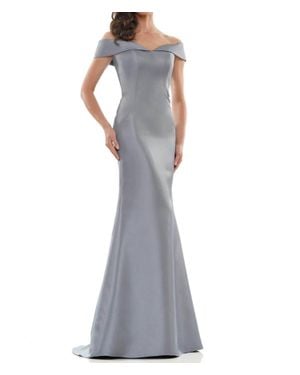 Marsoni by Colors Satin Off-Shoulder Mermaid Evening Gown - White