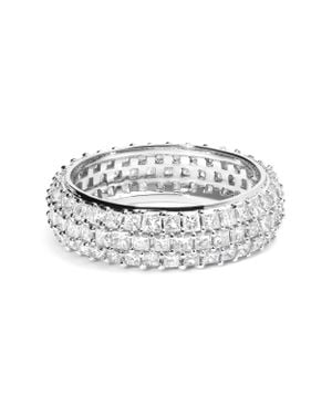 Haus of Brilliance 14K 2 1/4 Cttw Princess Diamond 3 Row Eternity Band Ring - White