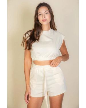 Fashnzfab Cap Sleeve Top And Shorts Sets - Natural