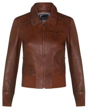 Infinity Leather Ma-1 Varsity Bomber Jacket-Modbury - Brown