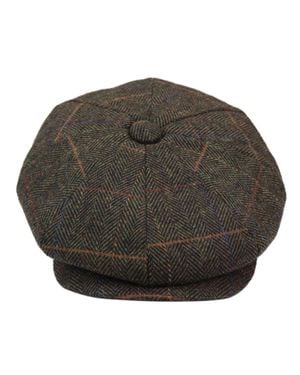 Infinity Leather Peaky Blinders Herringbone Flat Hat - Green