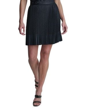 DKNY Pleated Mix Media Skirt - Black