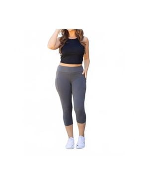 Julia Rose Dani Capri Leggings With Pockets - Blue