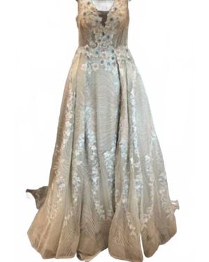 Mambo Couture Bedazzled V-Neck Gown - Multicolor