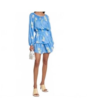 LoveShackFancy Popover Floral Dress - Blue
