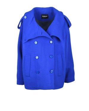 Dondup Double-Breasted Wool Cashmere Coat - Blue
