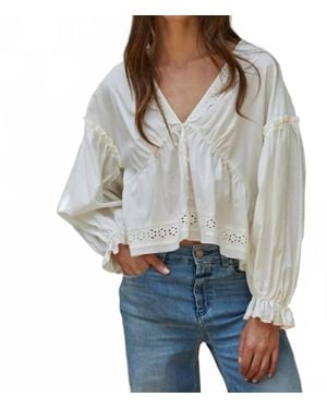 By Together Romantic Eyelet Cotton-Blend Babydoll Top - Gray