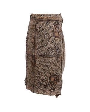 Dries Van Noten Printed Asymmetric Midi Skirt - Brown
