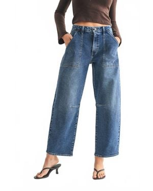 Just Black Denim Utility Seamed Barrel Jeans - Blue