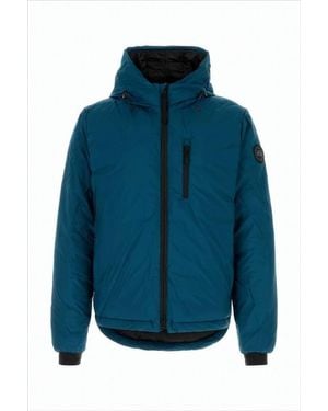 Canada Goose Padded Hooded Jacket With High Collar - Blue
