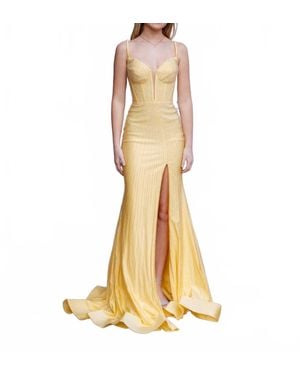 Sherri Hill Fitted Hot Fix Prom Dress With Corset Bodice - Metallic