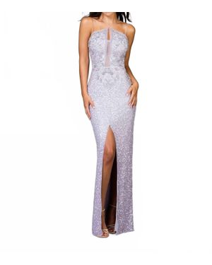 Scala Long Sequin Gown - Purple