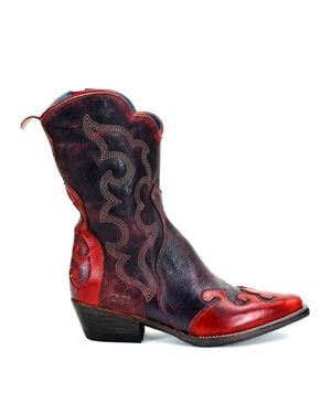 Bed Stu Deuce Cowgirl Leather Boots - Red