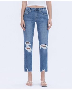 LOVERVET High Rise Boyfriend Distressed Jeans - Blue