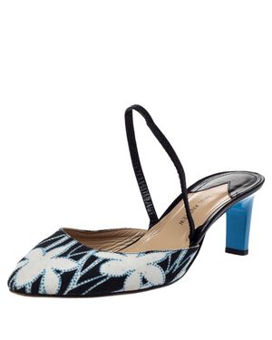 Paul Andrew Floral Canvas And Leather Celestine Slingback Sandals - Black