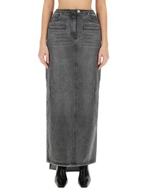 Courreges Classic Long Denim Skirt - Gray