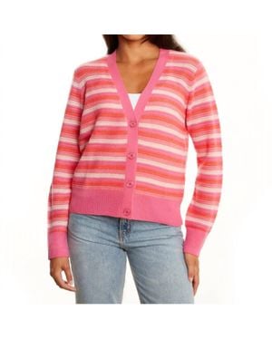 Isla Posey Open Stitch Stripe V-Cardigan - Red